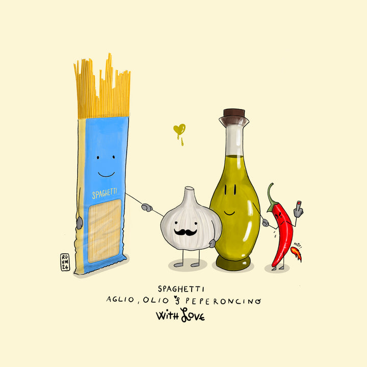 Felpa Cappuccio uomo - Spaghetti aglio olio e peperoncino - With Love
