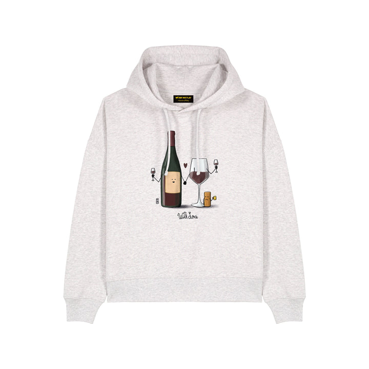Felpa Cappuccio donna - Bottiglia e Bicchiere - With Love