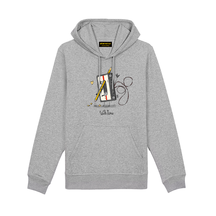 Felpa Cappuccio uomo - Musicassetta & Matita - With Love