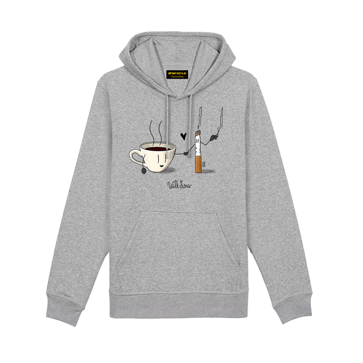 Felpa Cappuccio uomo - Caffè & Sigaretta - With Love