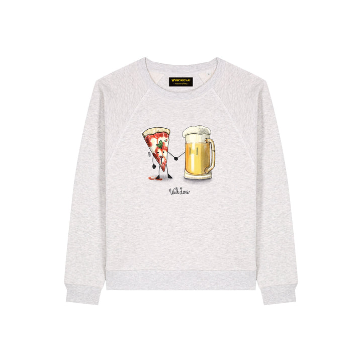 Felpa girocollo donna - Pizza & Birra - With Love
