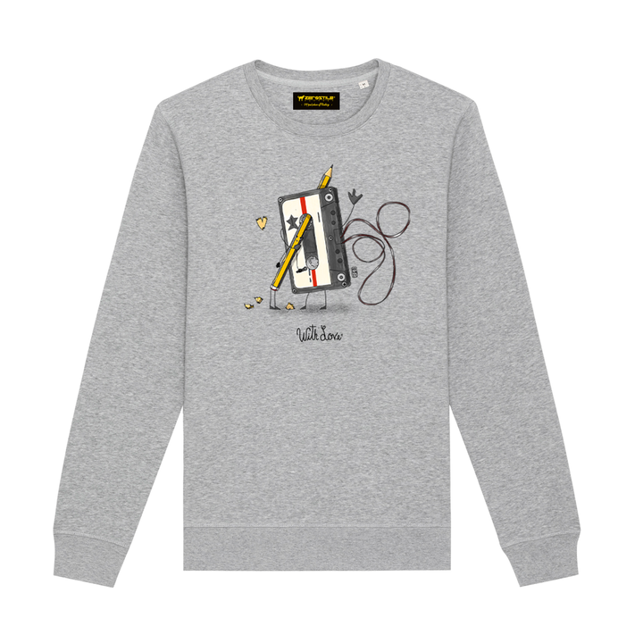 Felpa Girocollo uomo -Musicassetta & Matita - With Love