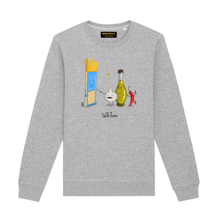 Felpa Girocollo uomo - Spaghetti aglio olio e peperoncino - With Love