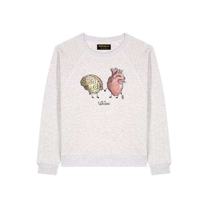 Felpa girocollo donna - Cuore & Cervello - With Love
