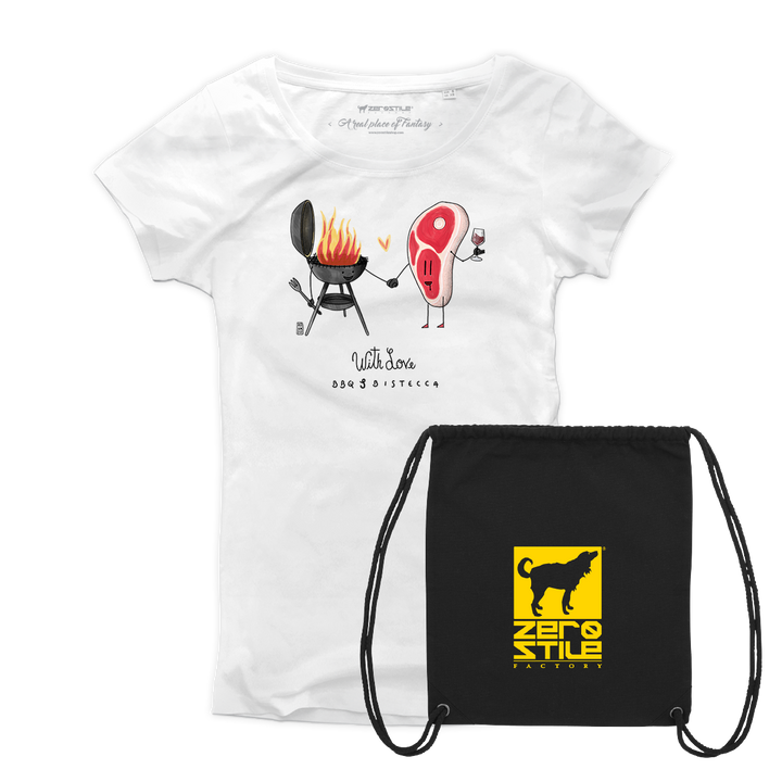 T Shirt donna - BBQ & Bistecca con REGALO - Black Friday 23