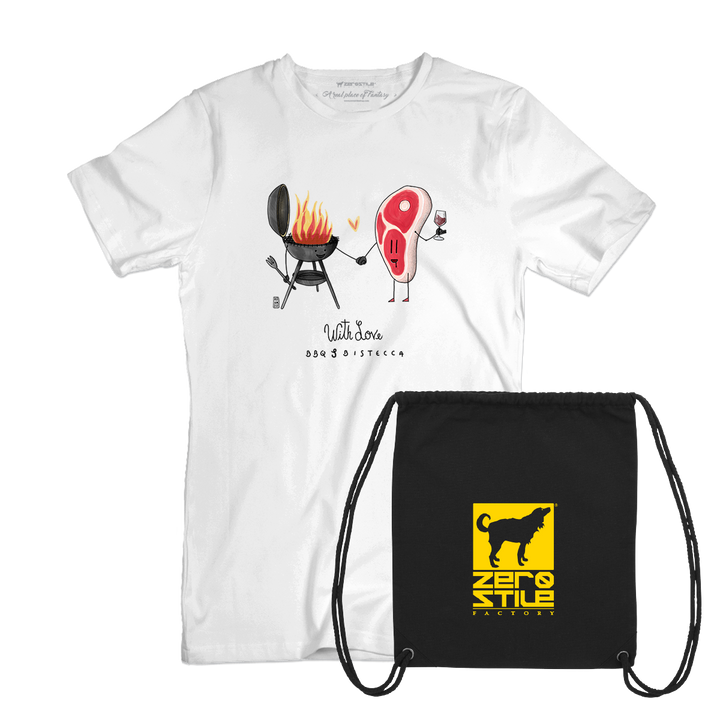 T Shirt uomo - BBQ & Bistecca con REGALO - Black Friday 23