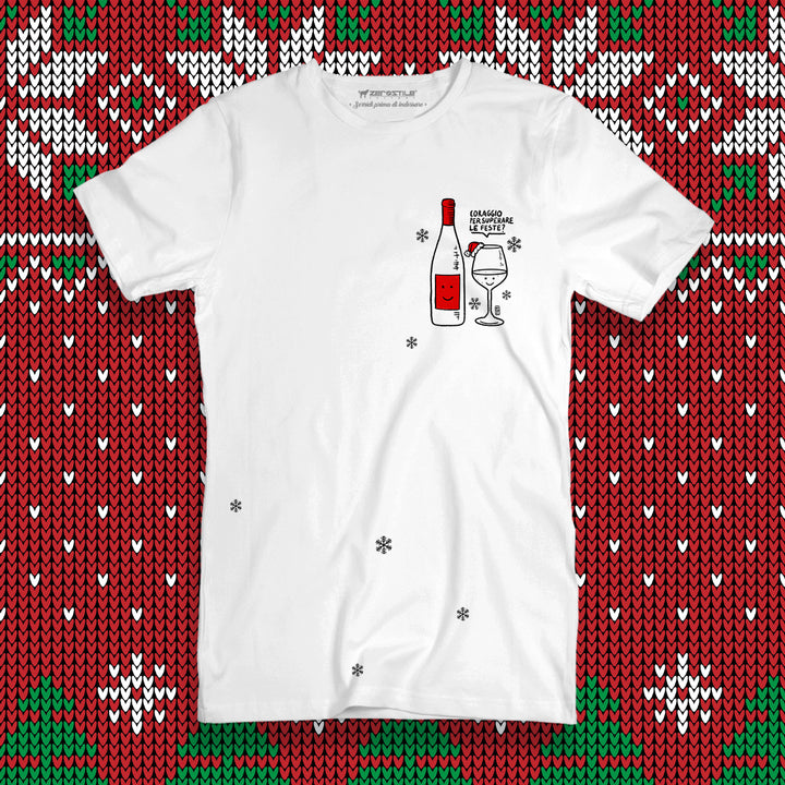 T Shirt uomo - Una bottiglia di coraggio - Maledetto Natale