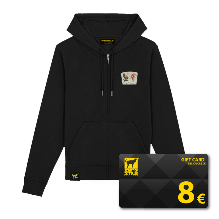 Felpa Cappuccio Zip uomo - BBQ, Bistecca & Gift Card omaggio - Black Friday