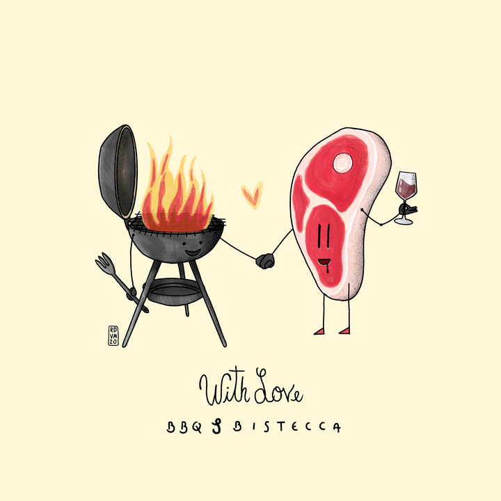 T Shirt uomo - BBQ & Bistecca - With Love
