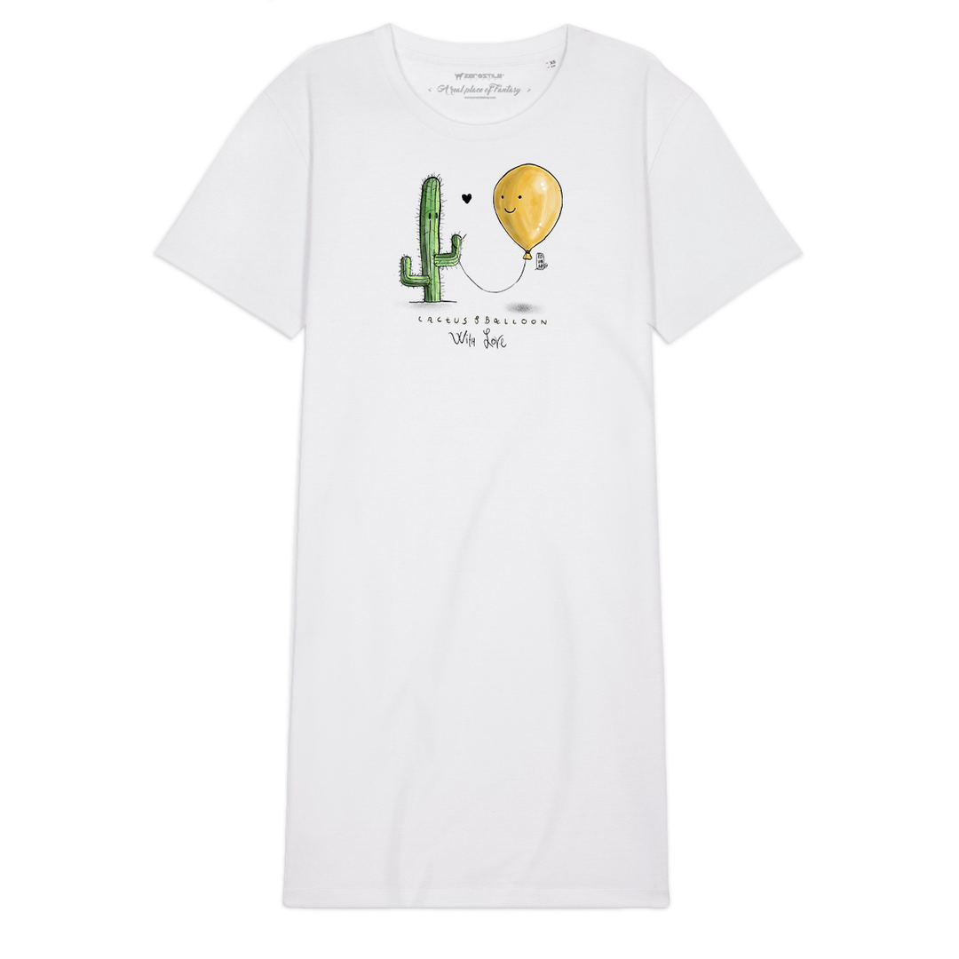 T Shirt Dress donna - Cactus & Ballons - With Love