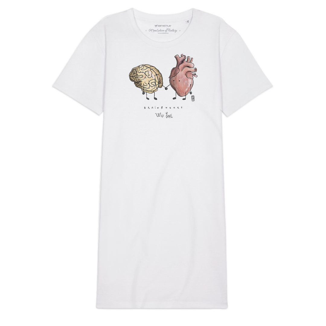 T Shirt Dress donna - Cuore & Cervello - With Love
