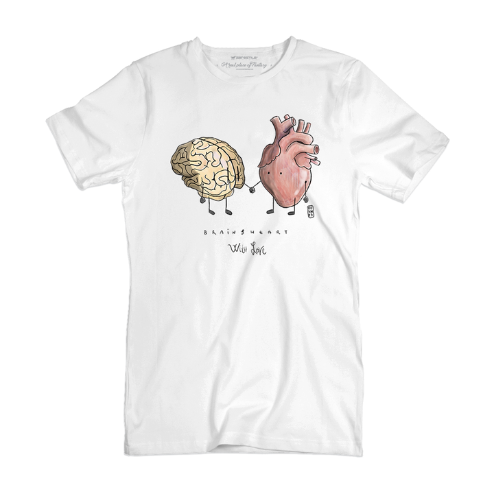 T Shirt uomo - Cuore & Cervello - With Love