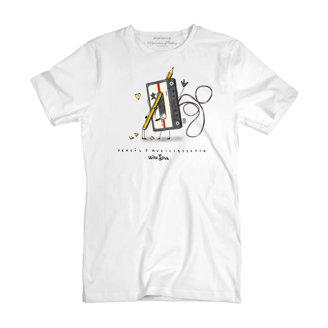 T Shirt uomo - Music Cassetta & Matita - With Love