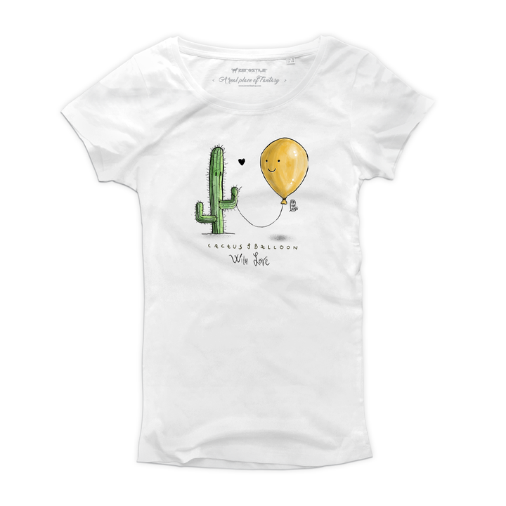 T Shirt donna - Cactus & Ballons - With Love