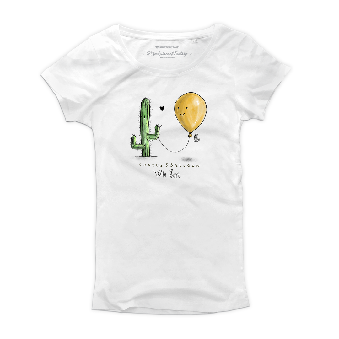 T Shirt donna - Cactus & Ballons - With Love