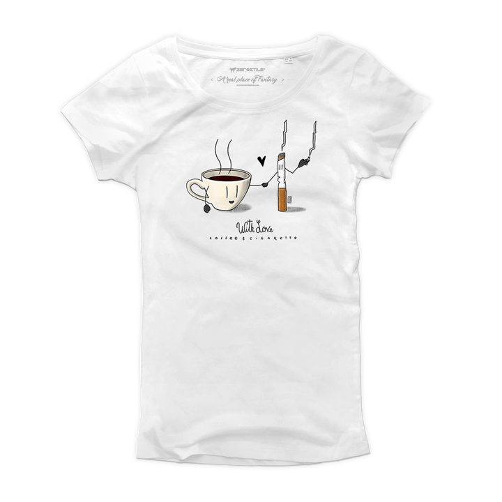 T Shirt donna - Caffè & Sigaretta - With Love