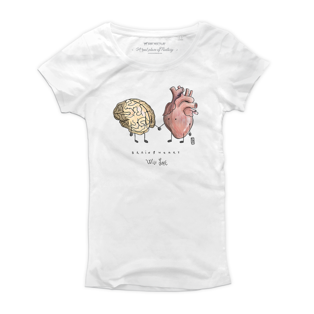 T Shirt donna - Cuore & Cervello - With Love