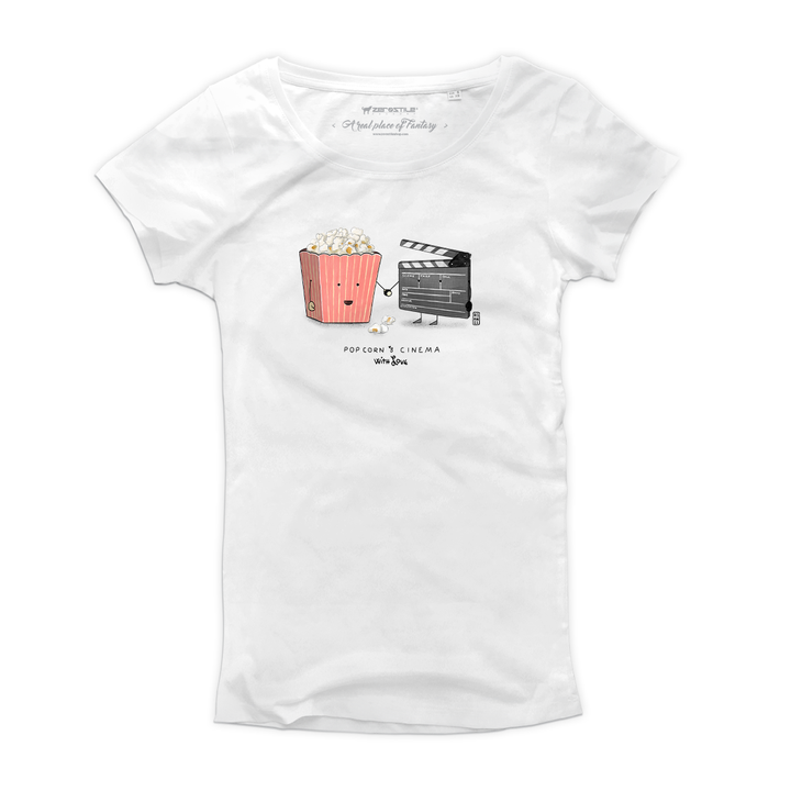 T Shirt donna - Cinema & PopCorn- With Love